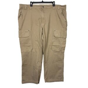 Duluth Trading Co FLEX FIRE HOSE Pants Mens 48x28 Relaxed Fit Canvas Stretch Tan